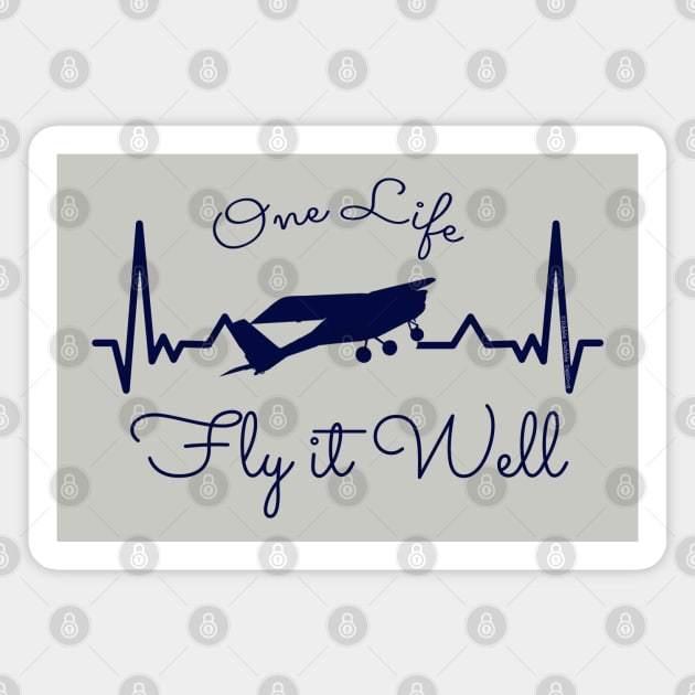 Flying Airplane Pilot Ultralight Heartbeat Design Magnet by Dibble Dabble Designs